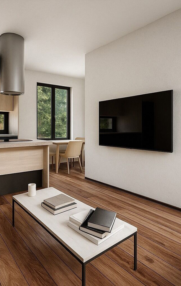 Interior of a custom-built garden suite with modern finishes